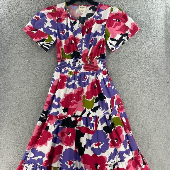 NAOO Colorful Flare Womens Dress Floral Maxi Size M Long Tiered Prairie - Picture 14 of 15